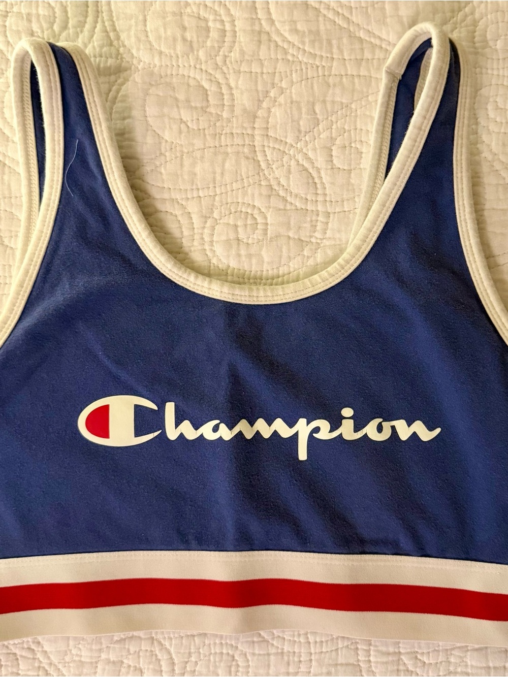 Champion Navy Blue Swim Bikini Top with White Trim and Red Accent
